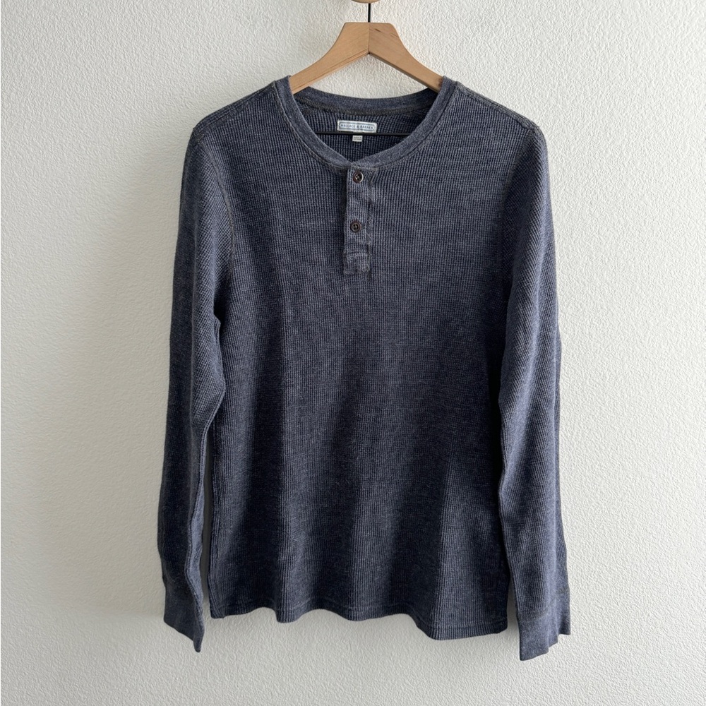 Wallace & Barnes Blue Waffle-Knit Henley